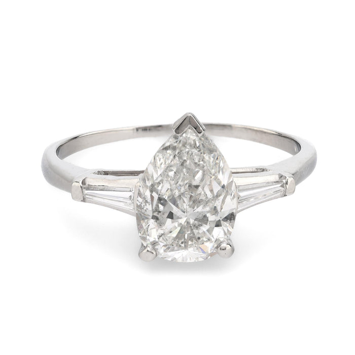 GIA 2.33 carat pear shape diamond platinum engagement ring