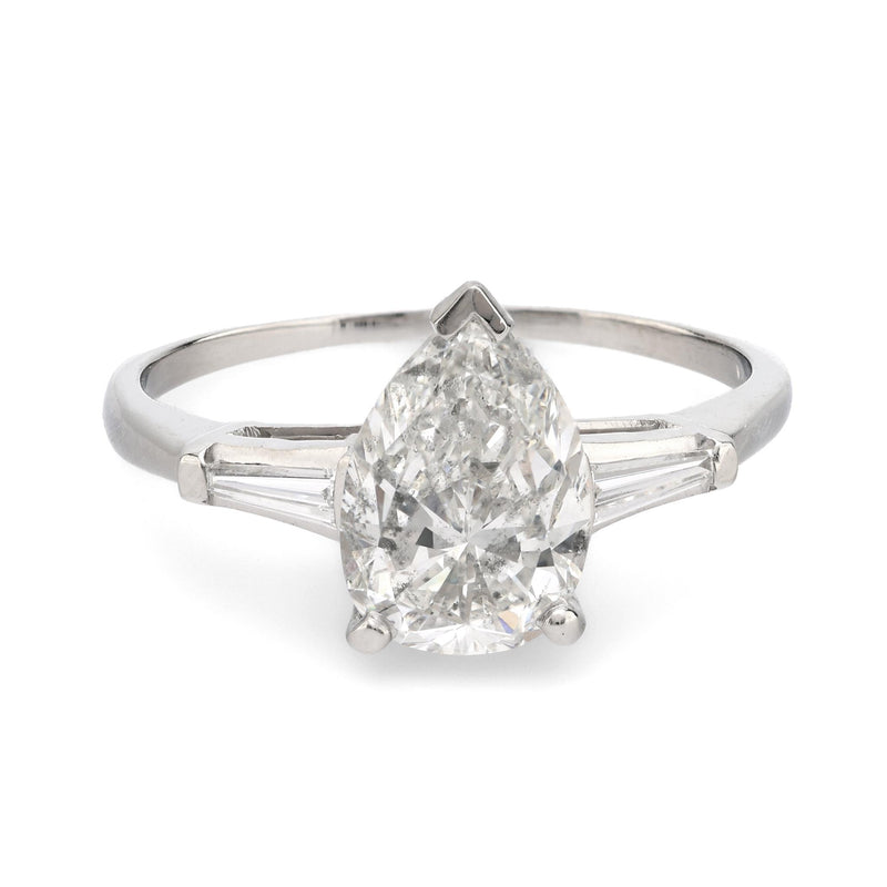 GIA 2.33 carat pear shape diamond platinum engagement ring