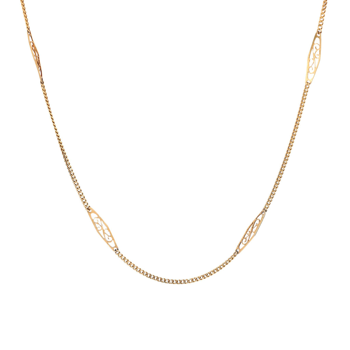 Antique 14k yellow gold fancy link necklace