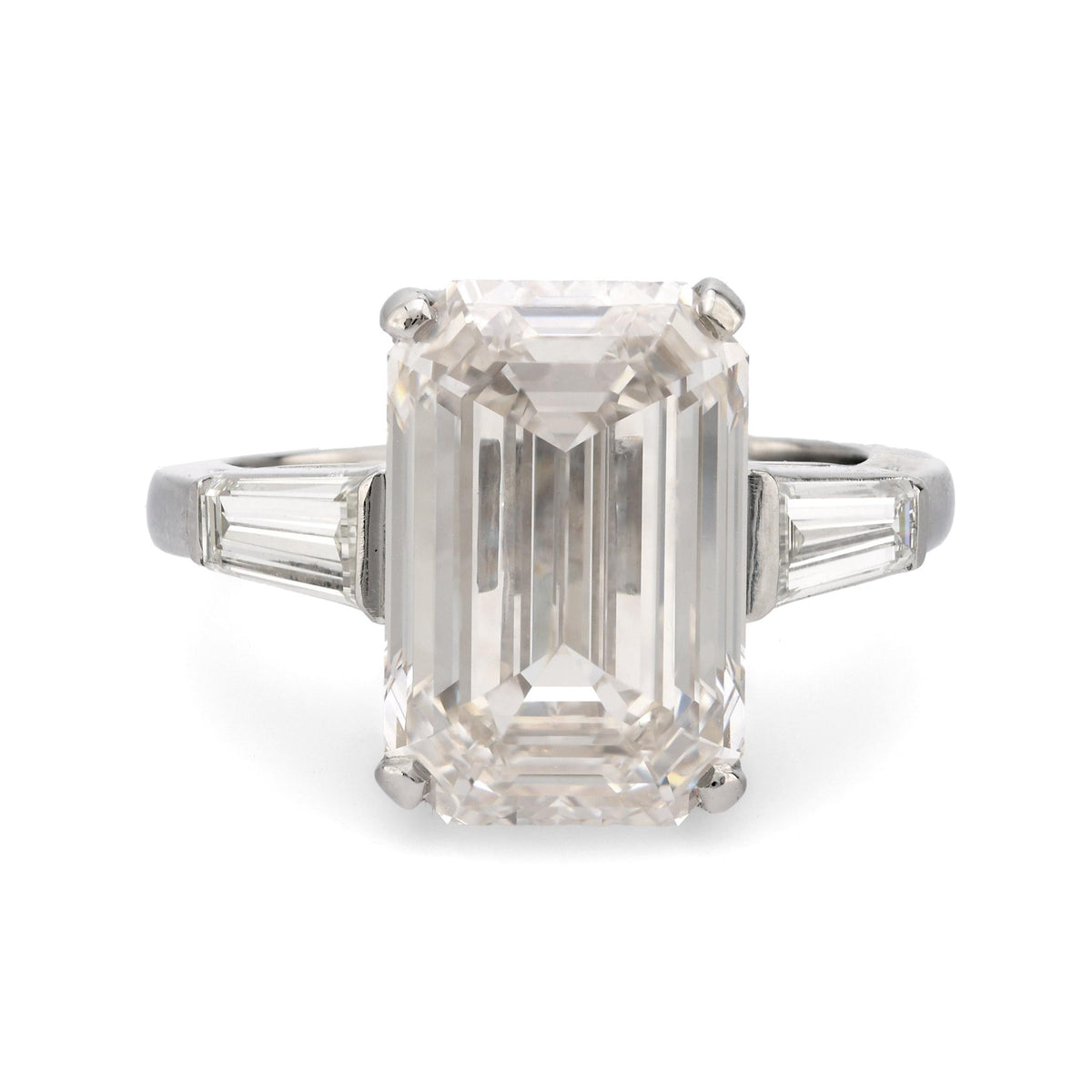 GIA 7.08 carat flawless emerald cut diamond platinum engagement ring