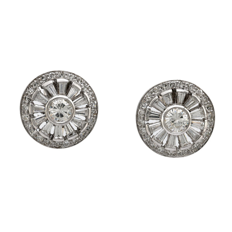 Mid Century diamond platinum earrings