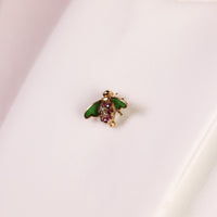 Mid Century ruby diamond 14 yellow gold enamel bee brooch