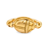 Mid Century 18k yellow gold swivel scarab ring