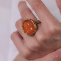 Carnelian 18k yellow gold "Apollo" intaglio ring