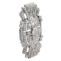 Art Deco 10 carat total weight diamond platinum brooch