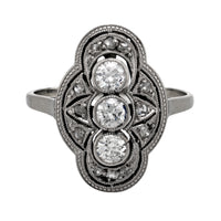 Antique old cut diamond 14k white gold ring