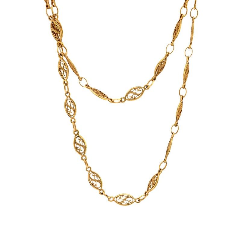 Antique French 18k yellow gold fancy link necklace