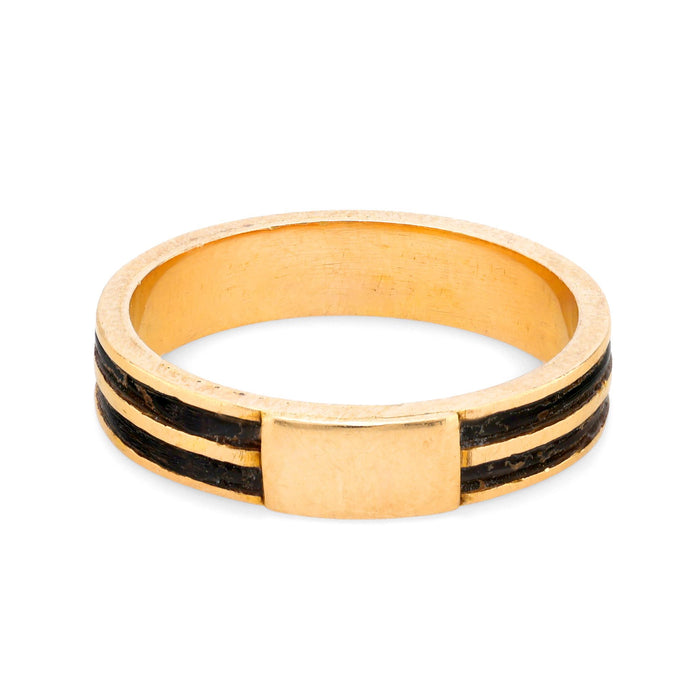 Mid Century 18k yellow gold enamel stripe band