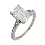 GIA 3.21 carat emerald cut diamond platinum engagement ring