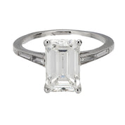 GIA 3.21 carat emerald cut diamond platinum engagement ring