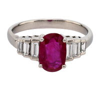 Vintage GIA 2.03 carat Burma ruby diamond platinum ring