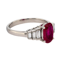 Vintage GIA 2.03 carat Burma ruby diamond platinum ring