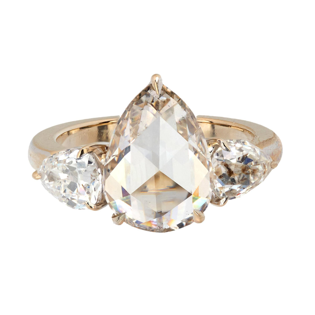 GIA 2.98 carat old cut diamond platinum three stone engagement ring