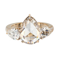 GIA 2.98 carat old cut diamond platinum three stone engagement ring