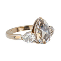 GIA 2.98 carat old cut diamond platinum three stone engagement ring
