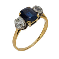 Victorian GIA 1.50 carat no heat sapphire diamond 18k yellow gold ring