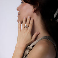 GIA 2.98 carat old cut diamond platinum three stone engagement ring