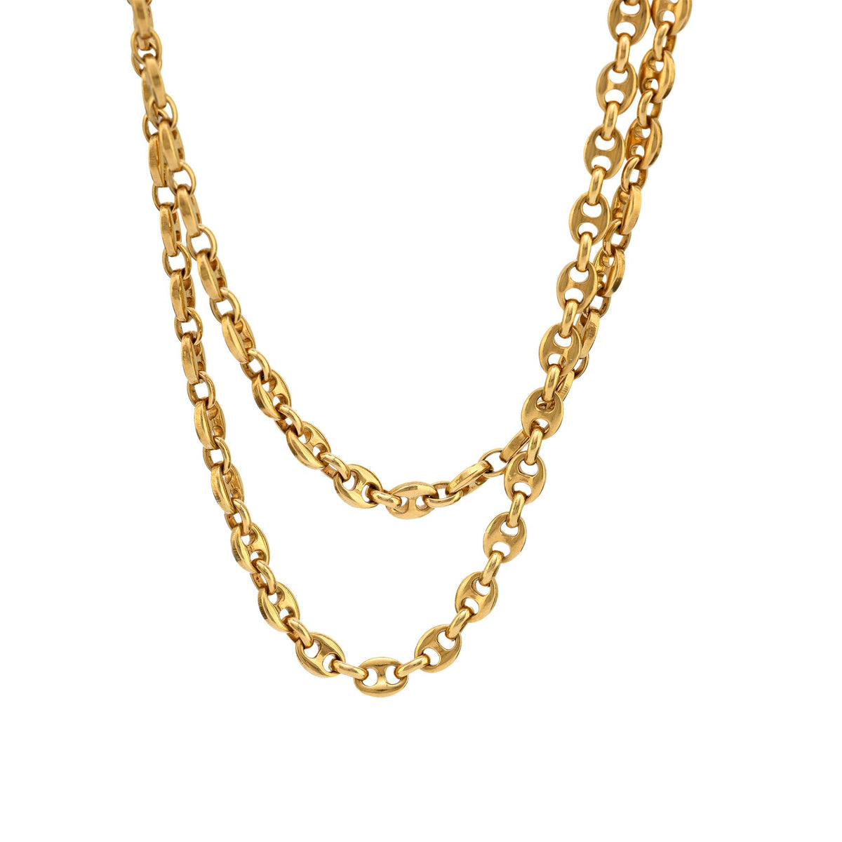 Vintage 18k yellow gold mariners link chain necklace