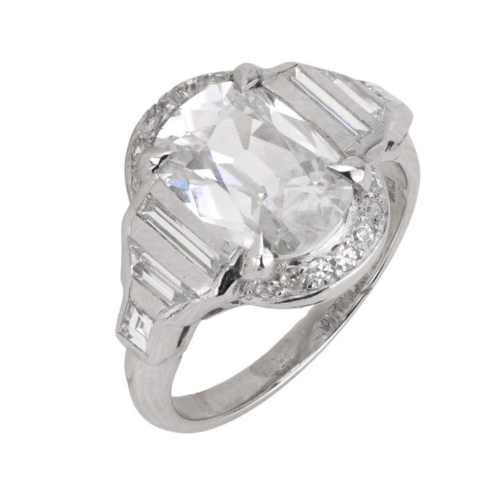 Art Deco GIA 1.50 carat old mine cut diamond platinum engagement ring