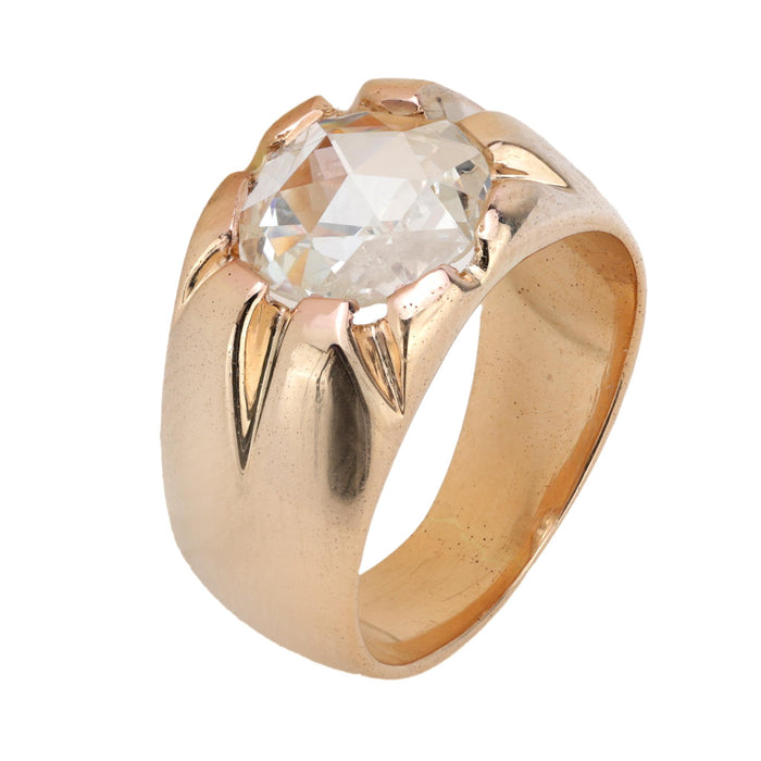 Antique 1.10 carat rose cut diamond 14k rose gold ring