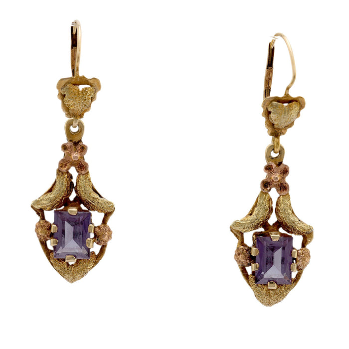 Victorian amethyst 18k yellow gold earrings