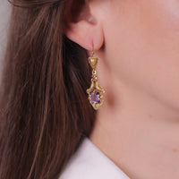 Victorian amethyst 18k yellow gold earrings