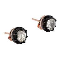 Antique 2.30 carat diamond 14k rose gold and silver stud earrings