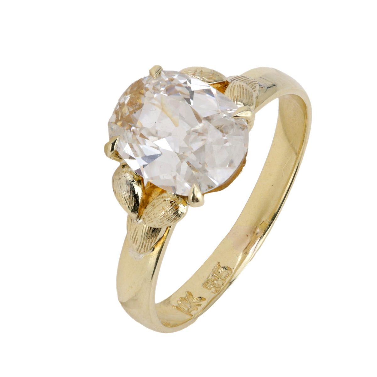 Vintage GIA 1.51 carat old mine cut diamond 14k yellow gold engagement ring