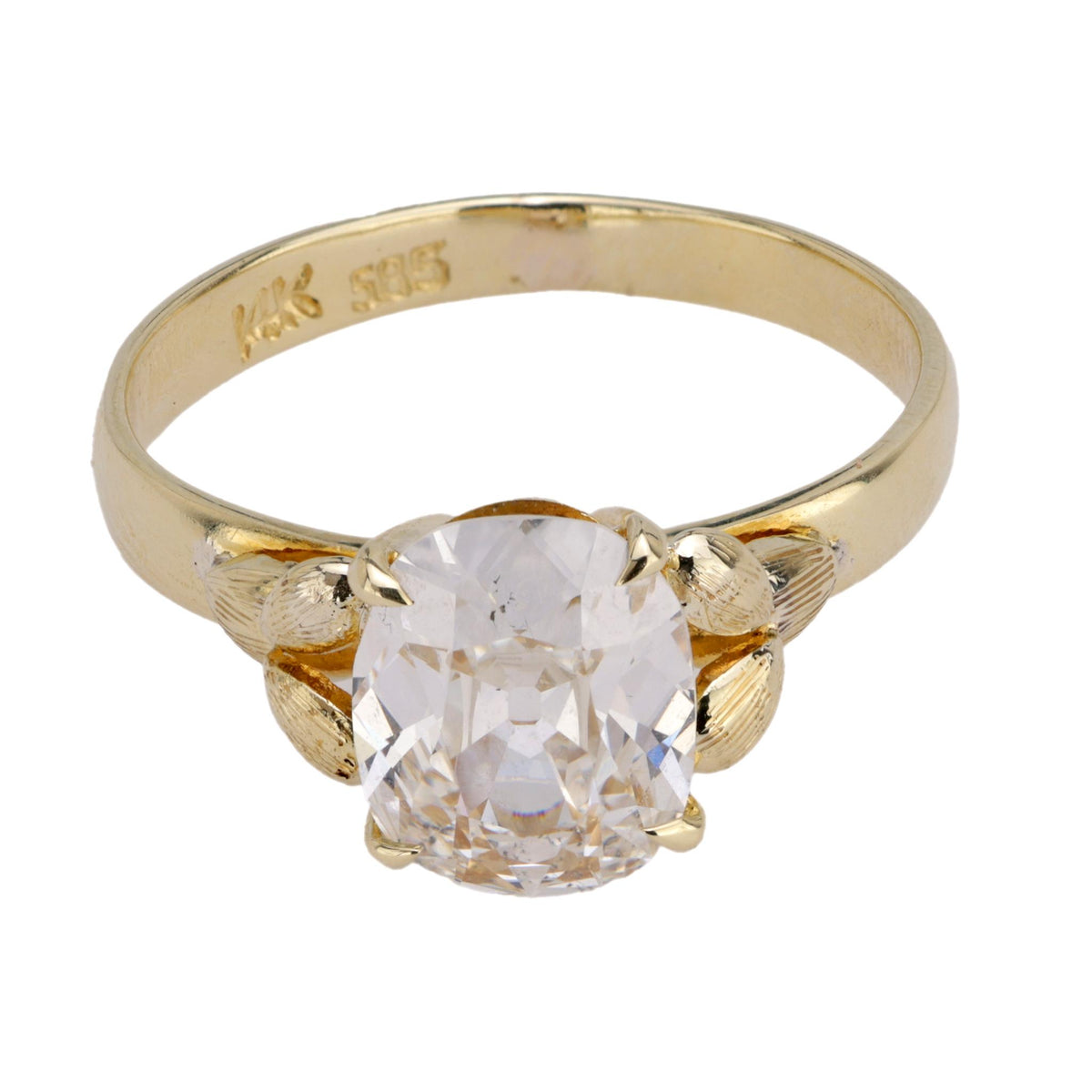 Vintage GIA 1.51 carat old mine cut diamond 14k yellow gold engagement ring