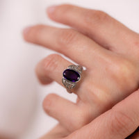 Art Deco 2 carat amethyst old mine diamond platinum ring