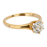 Victorian GIA .88 carat old mine cut diamond 14k yellow gold engagement ring