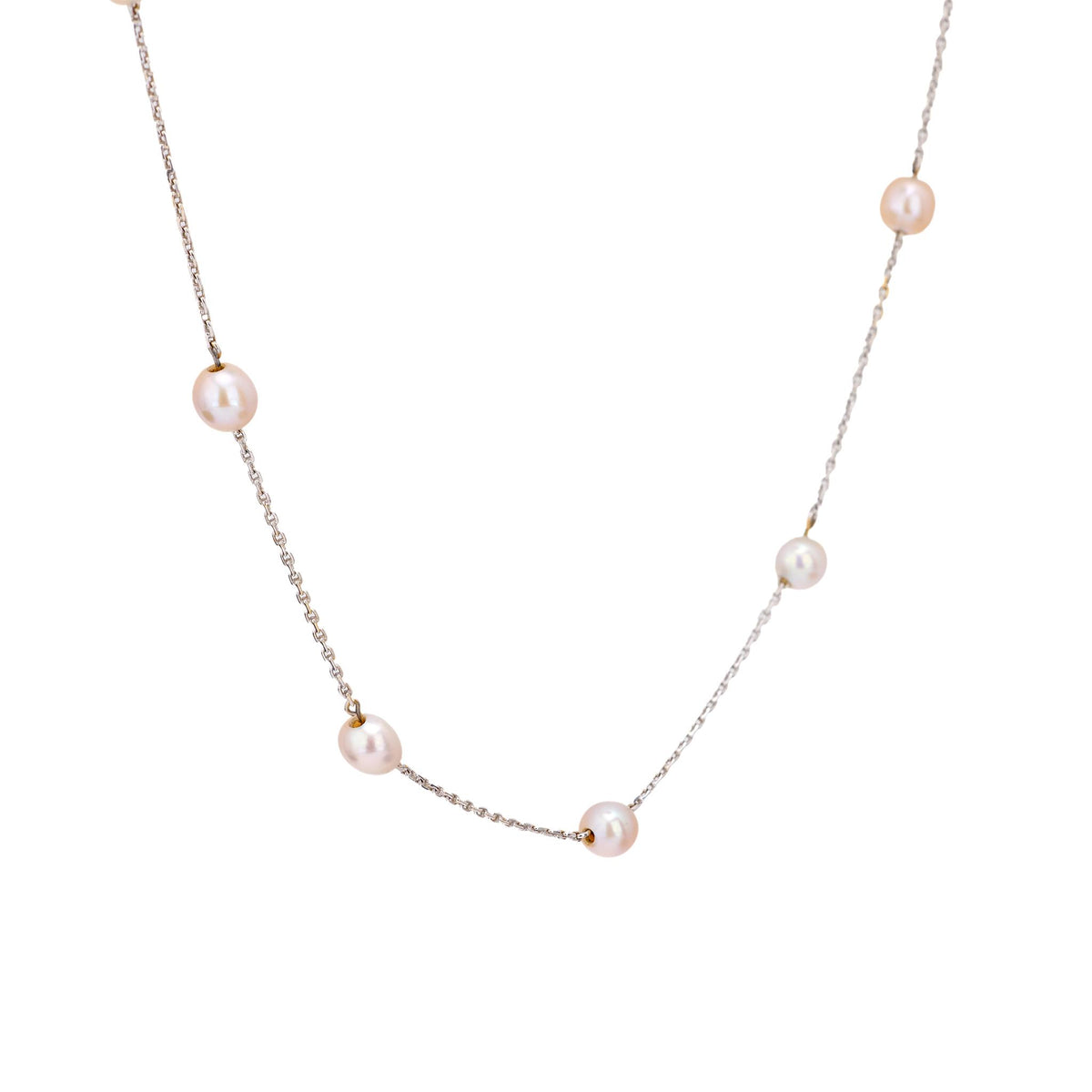 Vintage pearl 18k white gold necklace