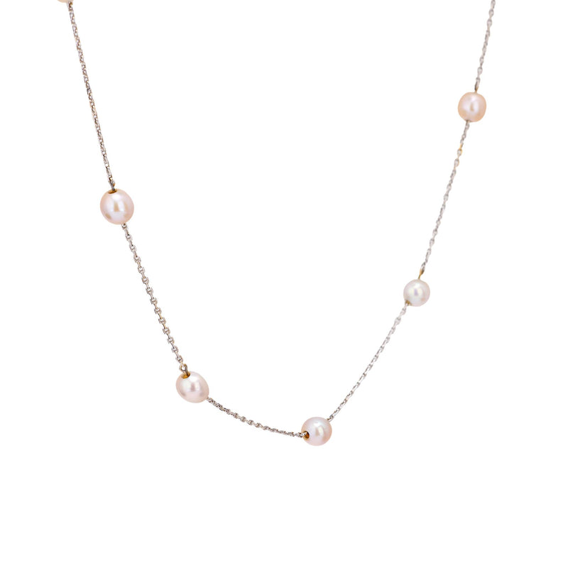 Vintage pearl 18k white gold necklace