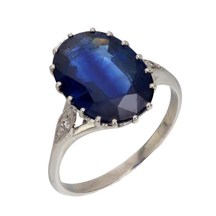 GIA 5.75 carat oval cut sapphire diamond platinum ring