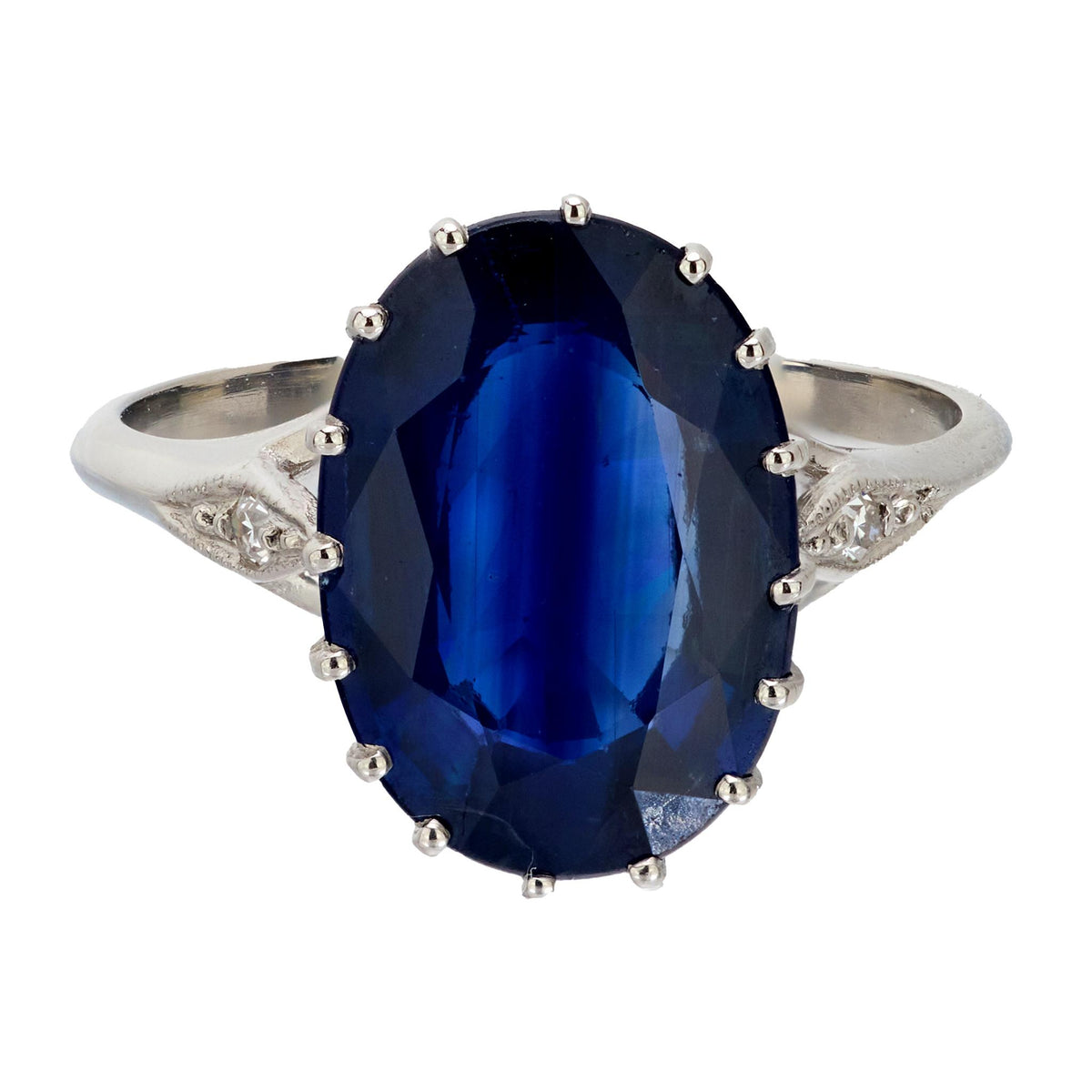 GIA 5.75 carat oval cut sapphire diamond platinum ring