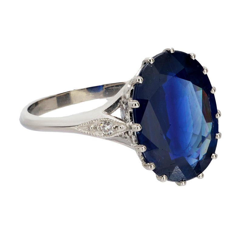 GIA 5.75 carat oval cut sapphire diamond platinum ring