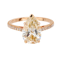 GIA 3.03 carat pear shape diamond 18k rose gold solitaire ring