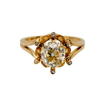 Vintage 1.50 carat old mine diamond 18k yellow gold spray ring