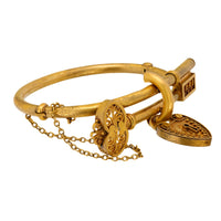 Victorian matte 18k yellow gold lock and key bracelet