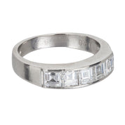 Modern Carré cut diamond platinum five stone wedding band