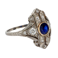 Art Deco sapphire diamond platinum ring