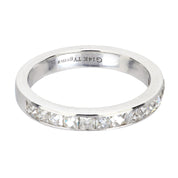 Vintage French cut diamond 14k white gold wedding band