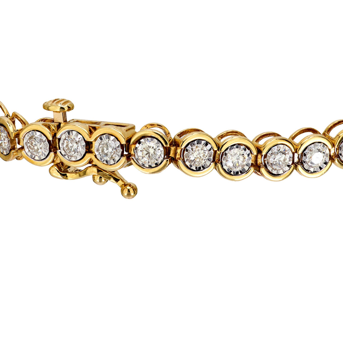 Vintage 2.20 carat total weight diamond 14k yellow gold bracelet