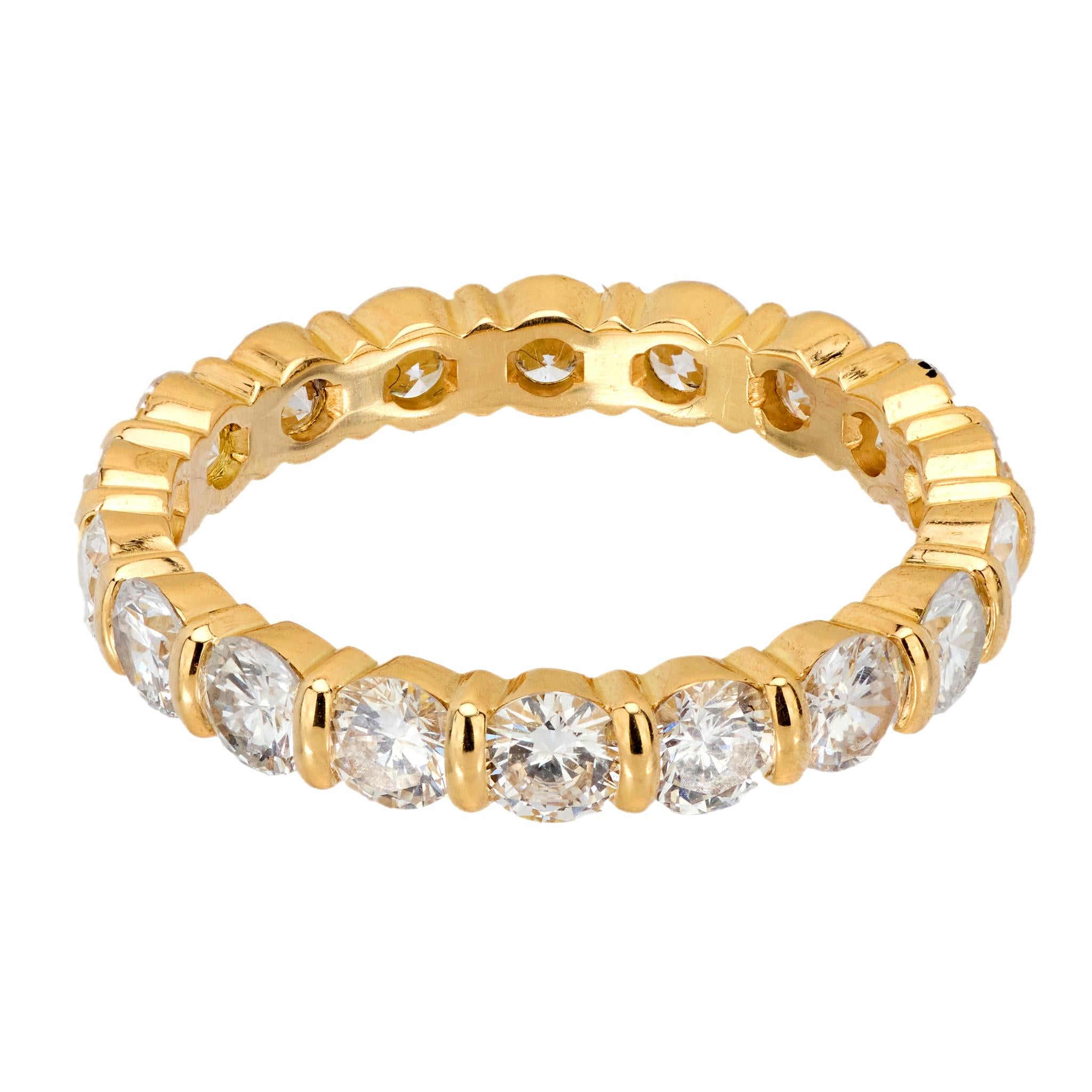 Vintage French 2.40 carat total weight diamond 18k yellow gold wedding band