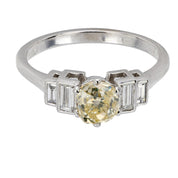 Art Deco .90 carat old mine cut diamond platinum engagement ring