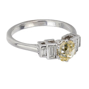 Art Deco .90 carat old mine cut diamond platinum engagement ring