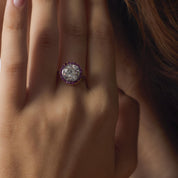 Belle Époque French GIA 2.92 carat diamond ruby 18k yellow gold ring