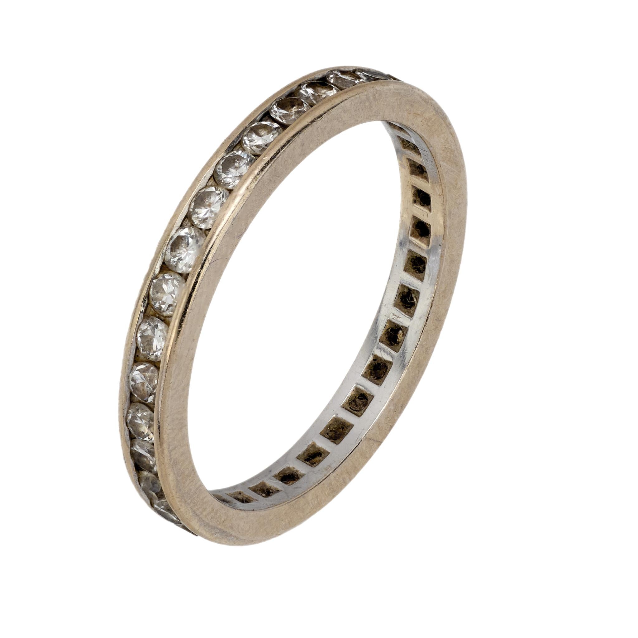Vintage diamond 14k white gold wedding band