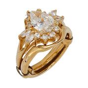 Vintage GIA 1.11 carat pear cut diamond 14k yellow gold ring