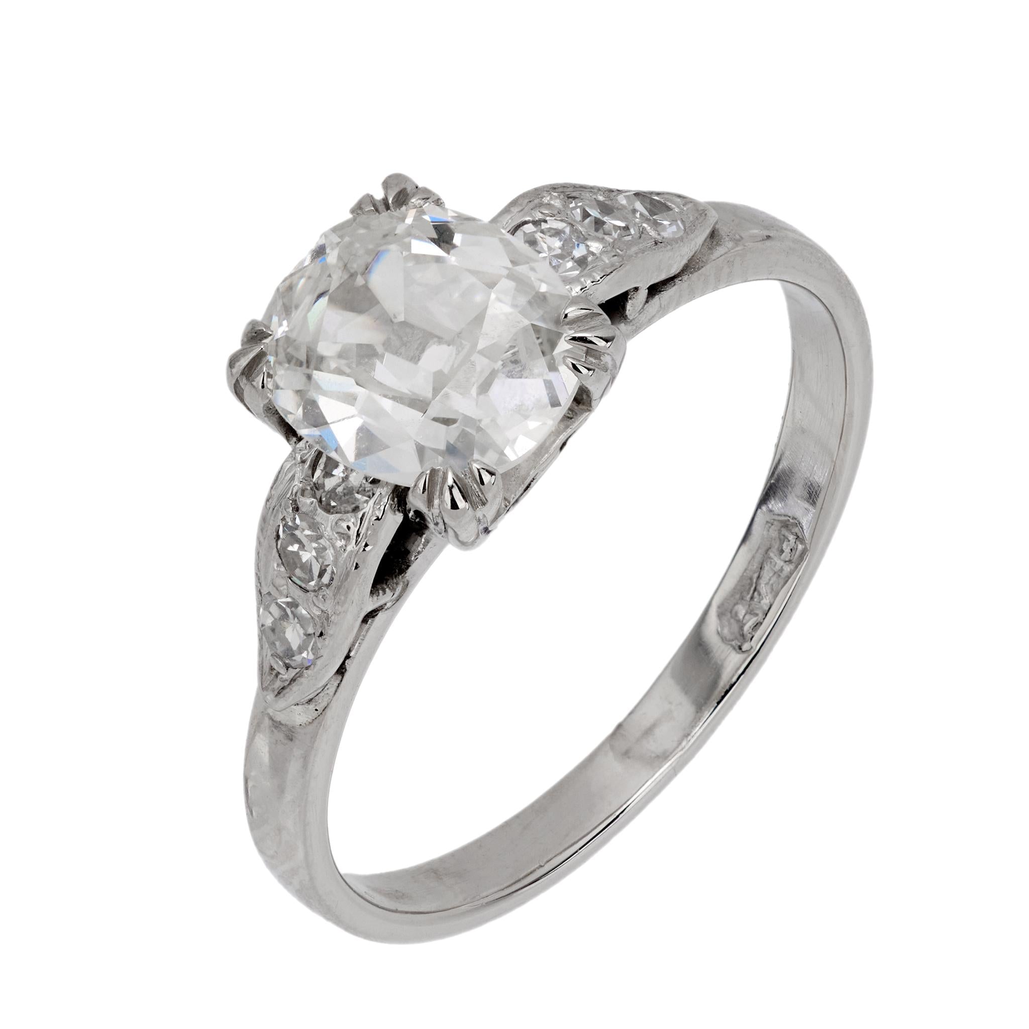 Art Deco GIA 1.14 carat old mine cut diamond platinum engagement ring